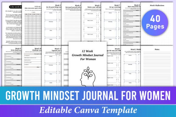 12 Week Growth Mindset Journal Woman: A Design Blueprint