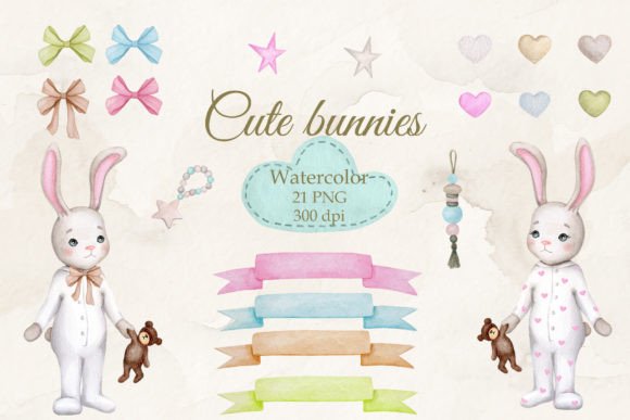 Adorable Watercolor Bunnies for Your Creative Projects