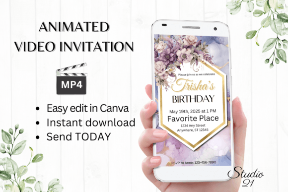 Animated Marble Birthday Invitation: Digital Elegance for Modern Celebrations