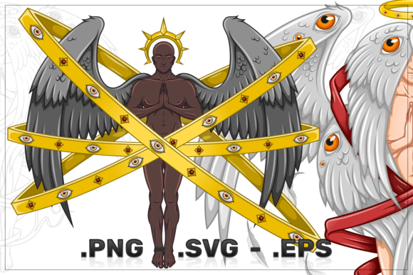 Designing with Grace: The Angel with Celestial Hoops Vector Set