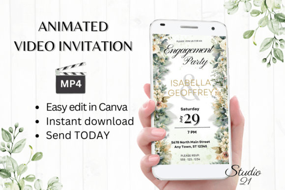 Electronic Engagement Party Invite W1424: Your Modern Celebration