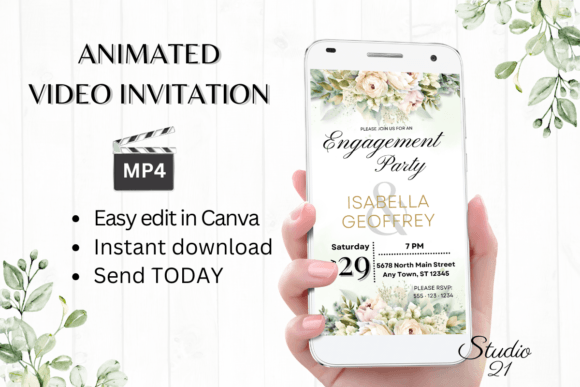 Electronic Engagement Party Invite W1428: Elevate Your Celebration