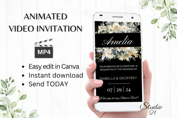 Electronic Flower Girl Proposal W3427FG: Elevate Your Digital Invitations