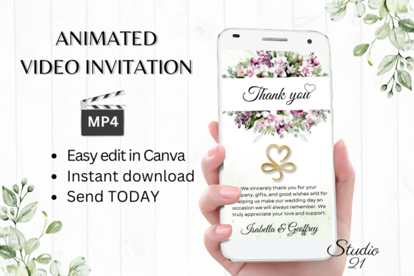 Elegant Digital Thank You Cards: Orchids Wedding W9456TU