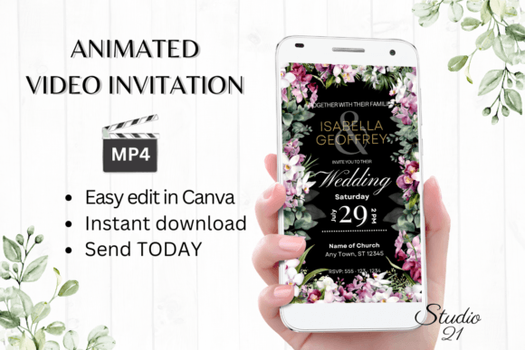 Elegant Orchids Wedding Invitation W8451: A Digital Design Solution