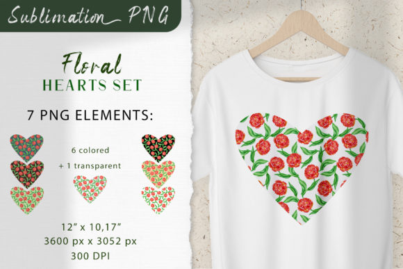 Floral Hearts Valentine Watercolor Set: Authentic Design Assets