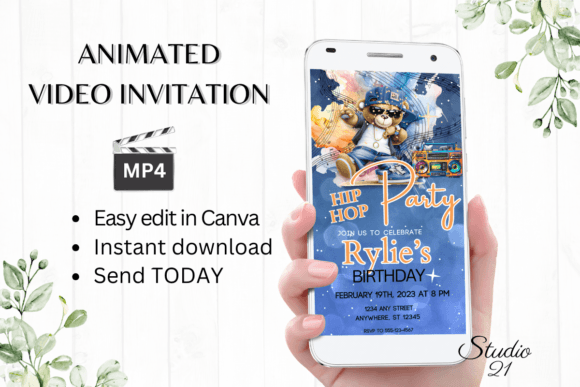 Instant Hip Hop Vibes: Your Animated Party Invite