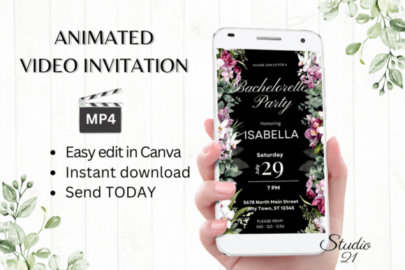 Orchids Bachelorette Party Evite W6455: Effortless Elegance