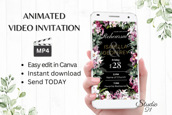 Orchids Rehearsal Dinner Invite W7451: Elegant Event Stationery