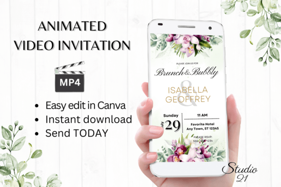 Orchids Wedding Brunch Invite W9458: Your Instant Digital Elegance