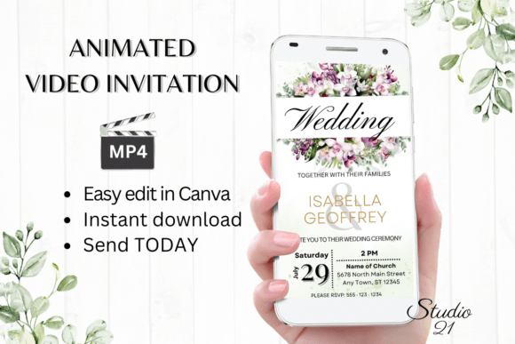 Orchids Wedding Invitation W8456: Elegant Floral Digital Suite