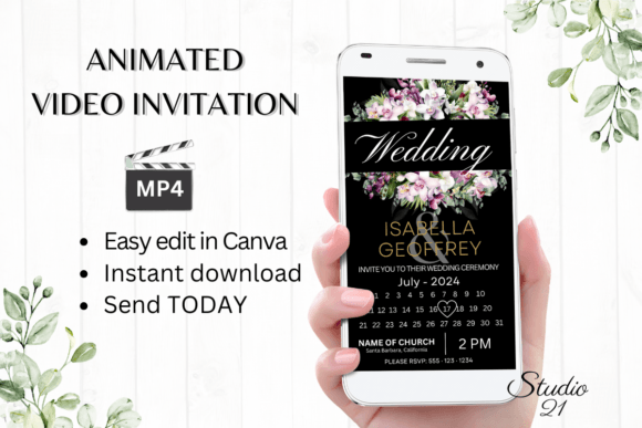 Orchids Wedding Invitation W8457B: Elegant Digital Evites