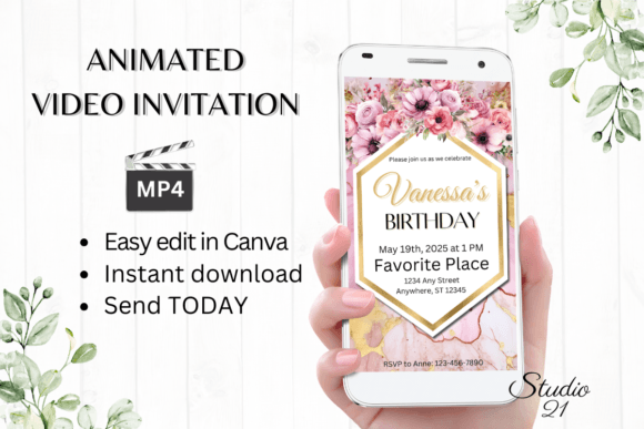 Smartphone Marble Birthday Invitation: Modern Elegance Meets Instant Celebration