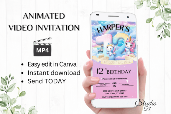 Unicorn Birthday Invitation 12 Years Old: A Magical Template Guide